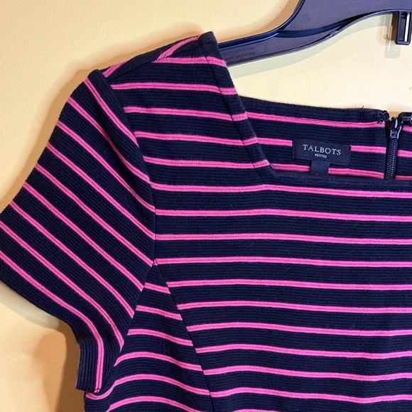 Talbots Black and Pink Striped Women's Dress Size 6 Petites - Picture 3 of 13
